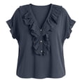 thumbnail image 6 of Ihhxva Women Cotton Tops Loose Fit Summer V-Neck Ruffle Blouse Casual Linen Top Flowy Boho Chic Beach Vacation Tunic S-2XL, 6 of 9