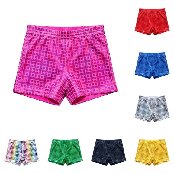 PMVFHDE Kids Sequin Shorts for Stage Performance Party Show Bottoms