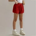 thumbnail image 6 of ZACPNCV Summer Shorts for Girls Elastic Waist Drawstring Lace Trim Pleated Beach Shorts Comfy Loose Lightweight Casual Shorts Red 7-8 Years, 6 of 7