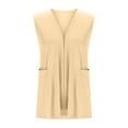 thumbnail image 6 of Htigea Plus Size Cardigan Womens Solid Color Sleeveless Loose Cardigans Tops Open Front Vest with Pockets Beige,L, 6 of 7