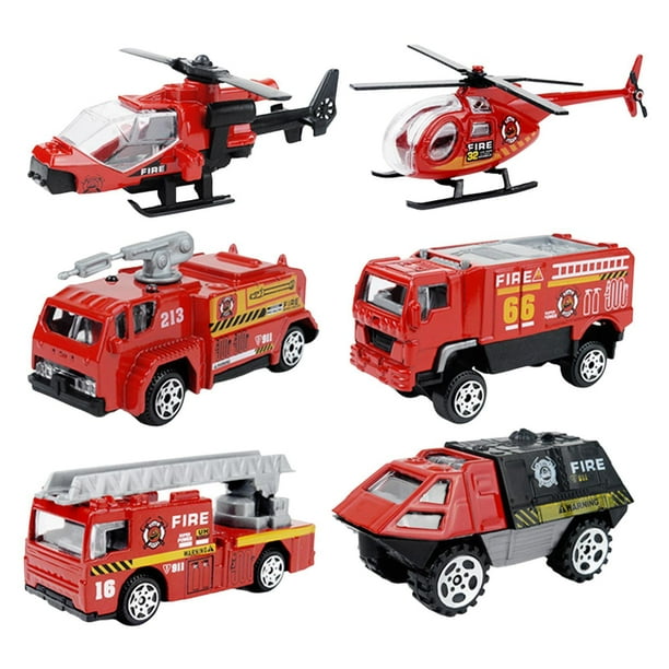 Vogacara Coche vehículo modelo helicópteros edificio educativo juguete para estante decoración estilo B Juguetes control de fuego 6 piezas