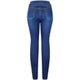 thumbnail image 2 of 2Luver, Women's, High Waist Rise Self Tie Belt, 5 Pockets Skinny Comfy Jeans Zip Button Closure, Dark Blue, 15, 2 of 2