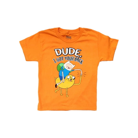 Adventure Time Boys Orange Short Sleeve Finn & Jake Tee Shirt T-Shirt Small