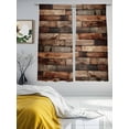 thumbnail image 3 of Western Barn Door Sheer Curtains 72 Inch Length 2 Panels Set Window Treatments, Vintage Farmhouses Wooden Door Brown Rod Pocket Semi Curtains for Living Room/Bedroom/Kitchen Décor, 104"W x 72"L, 3 of 7