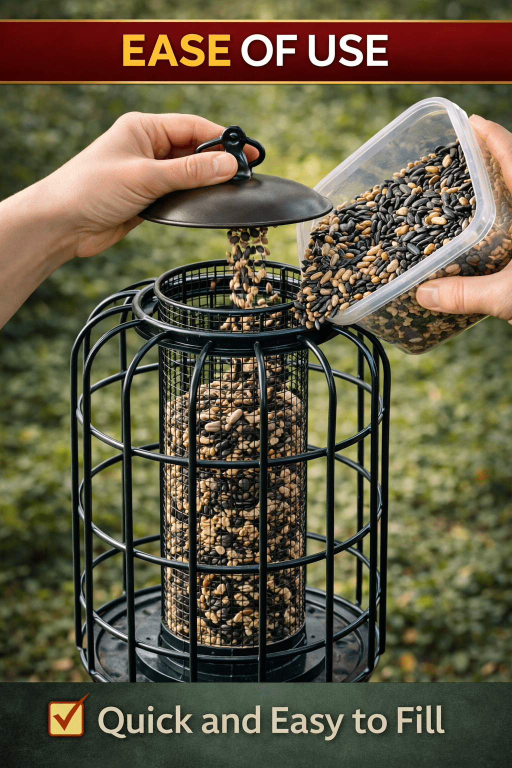 Simple Living Solutions Squirrel Resistant Bird Feeder, Metal Cage, Hanging Outdoor