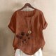 thumbnail image 1 of TaTaai Women's Everyday Casual Blouse, Linen Feel Round Neck T-Shirt, Short Sleeve Comfortable Top for All Occasions Gift, 1 of 5