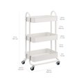 thumbnail image 4 of 3-Tier Rolling Utility Cart Storage Organizer Lockable Wheels Multifunctional Storage Portable Mobile Shelving Unit White, 4 of 7