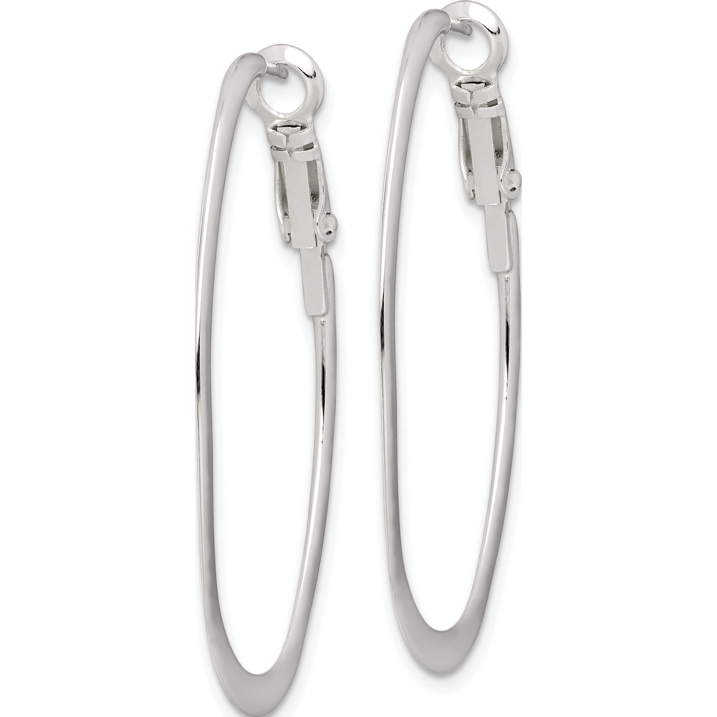 Sterling Silver 1.5mm Oval Omega Back Hoop Earrings (40 X 28) Made In China qe3772