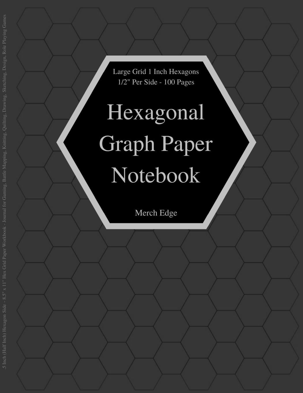 hexagonal graph paper notebook large grid 1 inch hexagons 1 2 per side 0 5 inch half inch hexagon side 100 pages 8 5 x 11 hex grid paper workbook hexagon on graph paper
