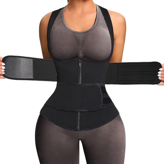 Sauna Waist Trainer Vest For Women Sweat Suit Double Tummy Control Trimmer Belts Neoprene Workout Body Shaper