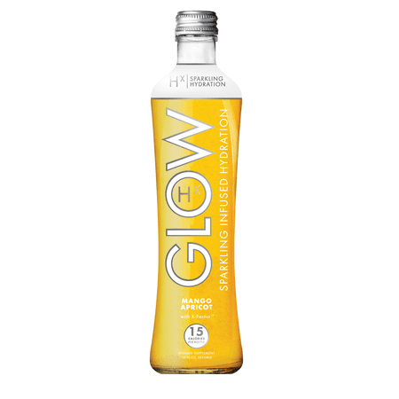 GLOW Beverages Sparkling Infused Hydration - 8 Pack 12oz Glass Bottle - Mango Apricot