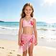 thumbnail image 2 of Girls Three Piece Swimsuit Floral Backless Halter Neck Quick Dry Beach Swimwear Bathing Suit for Girls Size 7-16 Years, 2 of 7