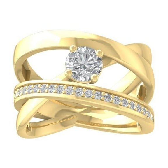 Araiya Fine Jewelry 10K Yellow Gold Round-shape Lab Grown Diamond Cluster Engagement Ring ( 2/5 cttw, D-F Color, VS Clarity) Size 10