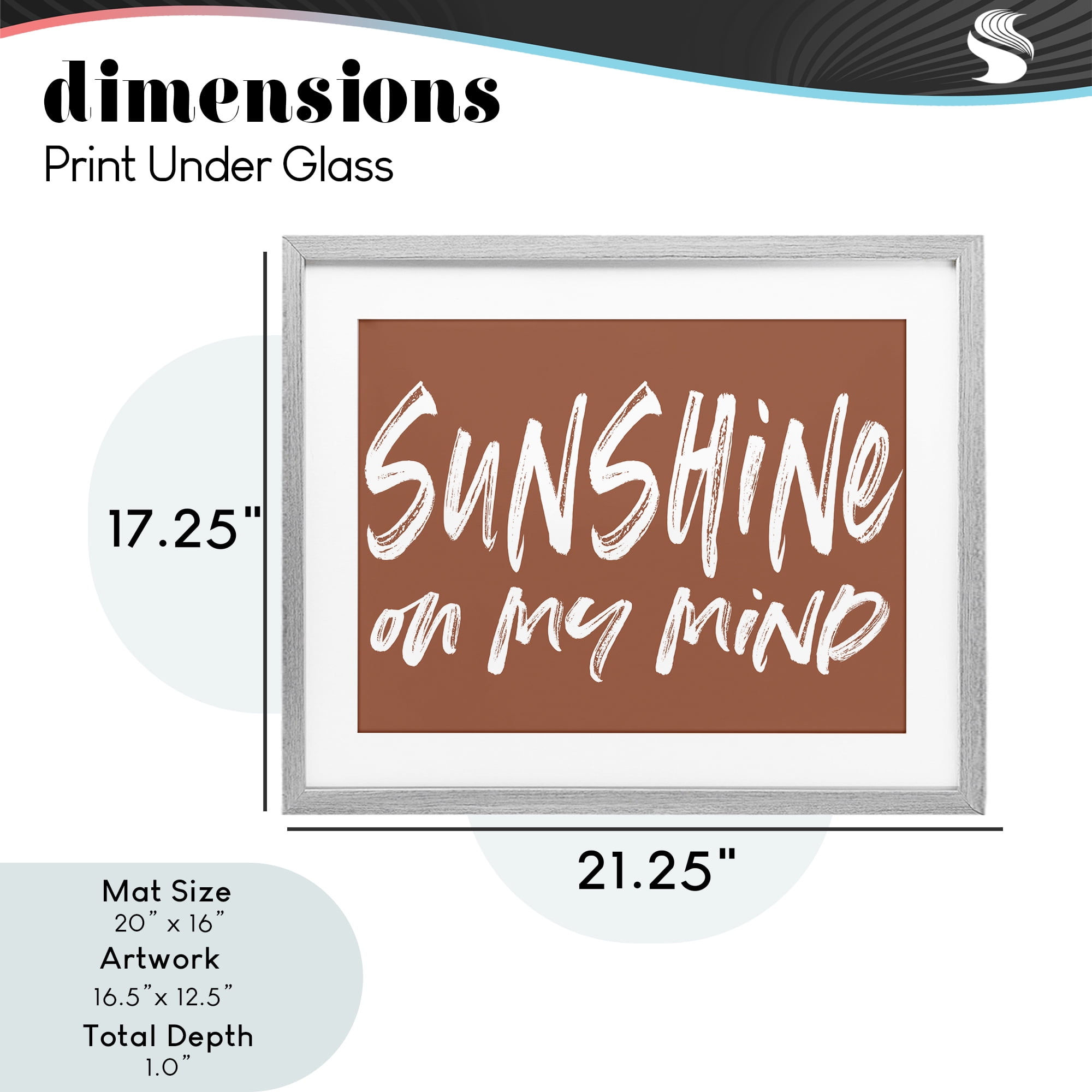 Sunshine State Of Mind Brown Gray Framed Print Under Glass, design by Lettered and Lined