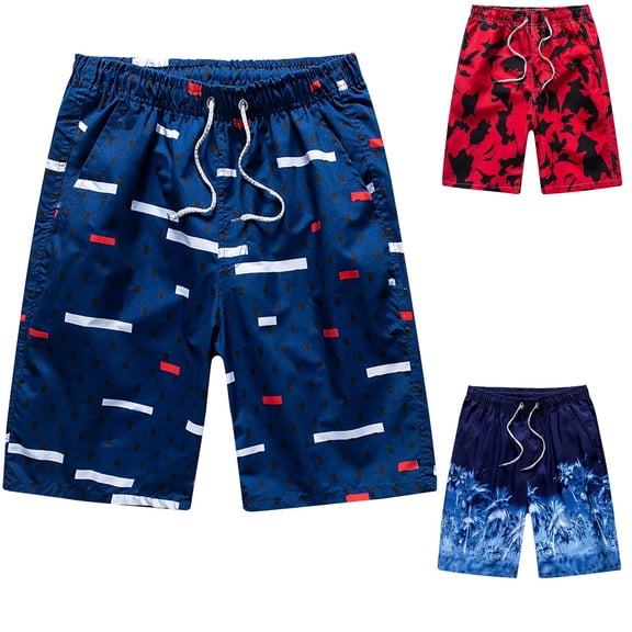 Iyufng Mens Shorts with Pockets,Men's Shorts Drawstring,Men's Holiday Style Printing Special Print Beach Quick Drying Casual Shorts
