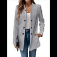 thumbnail image 1 of Blazer de Mujer con Cuello Alto, Informal, de Larga, Cruzado, Elegante, para Oficina y Negocios Gris M, 1 of 9