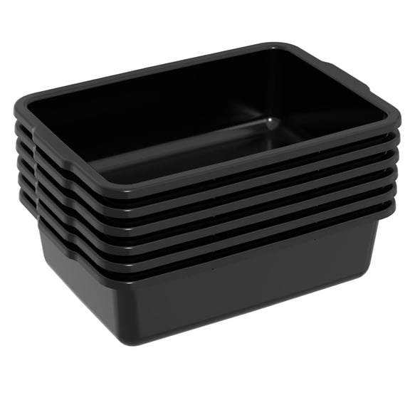 6 Packs 24 L Plastic  Plastic Bus Tub, Food Service Bus Tub, Black