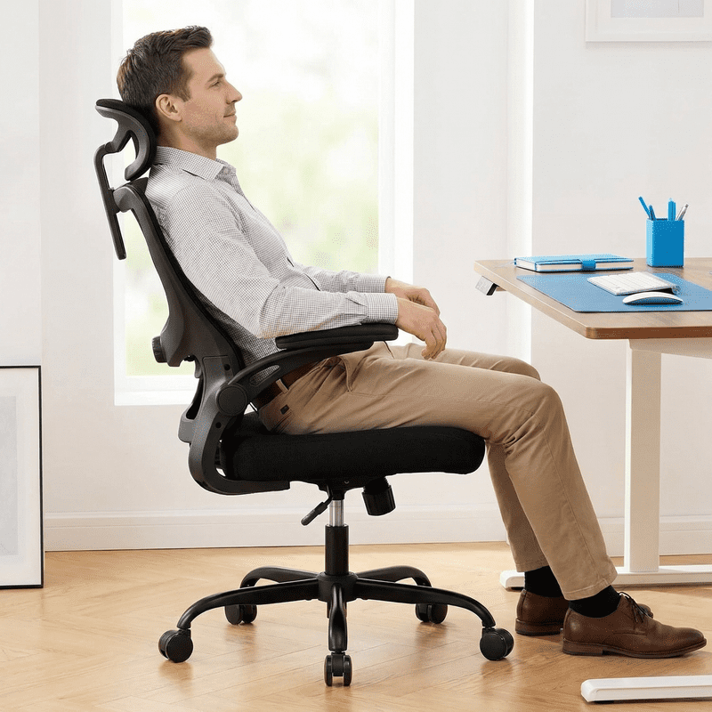 Kyspho High Back Ergonomic Office Chair with Headrest and Adjustable Lumbar Support, Mesh Desk Chair with 3D Armrests, Reclining Computer Chair for Home Office, 300 lbs Capacity