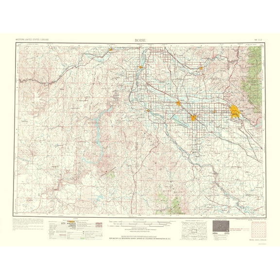 Topographical Map - Boise Idaho Oregon Quad - USGS 1962 - 23 x 30.12 - Vintage Wall Art