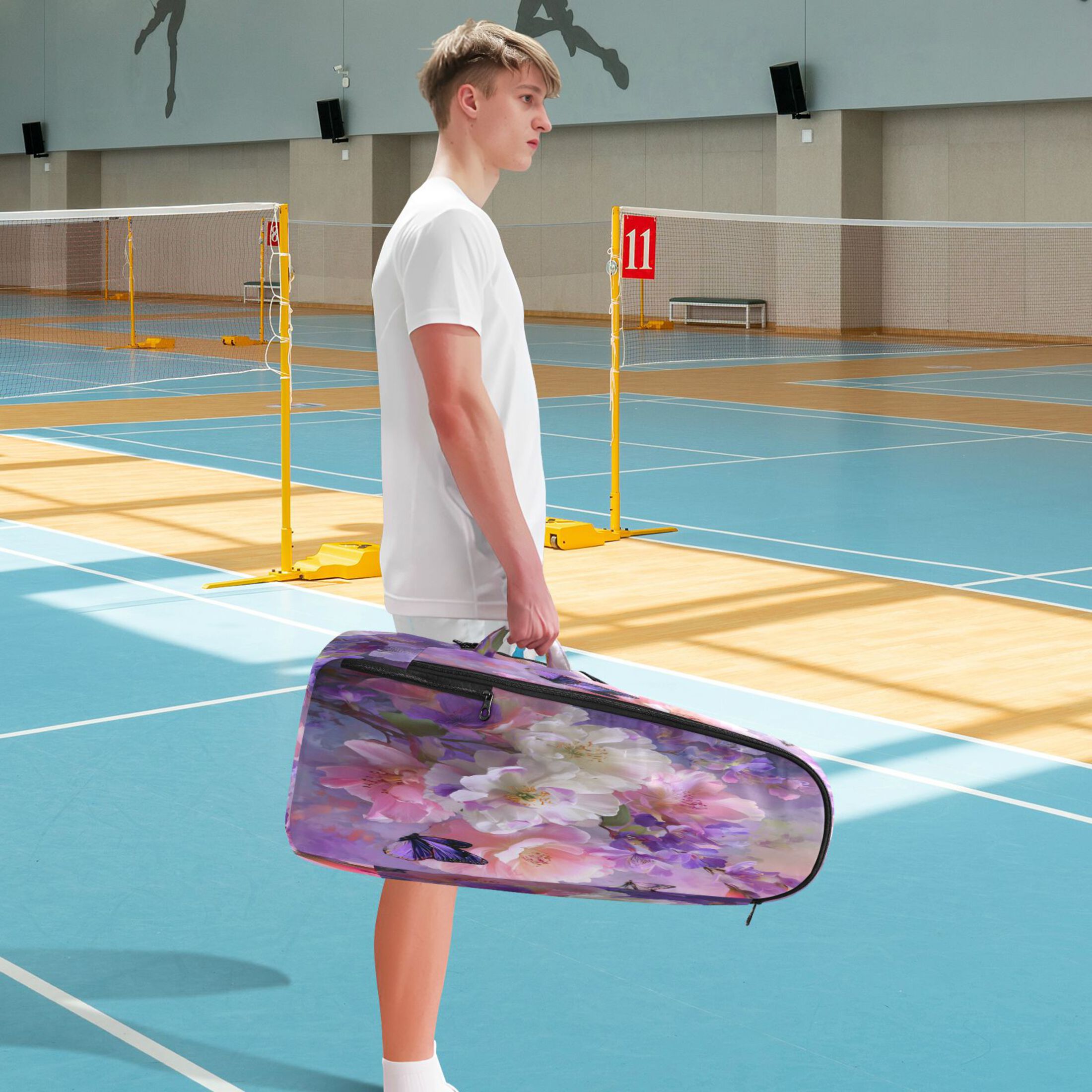 2 Racquet Holder Tennis Backpack Tennis Racket Covers Gym Bags Beautiful Spring Flowers