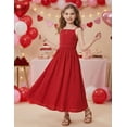 thumbnail image 4 of Arshiner Girls Summer Dress Maxi Spaghetti Strap Ruched Flowy Beach Boho Casual Teen Girl Sundress, 4 of 6