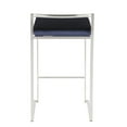 thumbnail image 5 of Fuji Contemporary Stackable Counter Stool In Stainless Steel With Blue Velvet Cushion - Set Of 2, 5 of 7