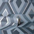 thumbnail image 3 of Fine Decor Shard Blue Geometric Unpasted Paper Wallpaper, 20.5-in by 33-ft, 56.4 sq. ft., 3 of 5