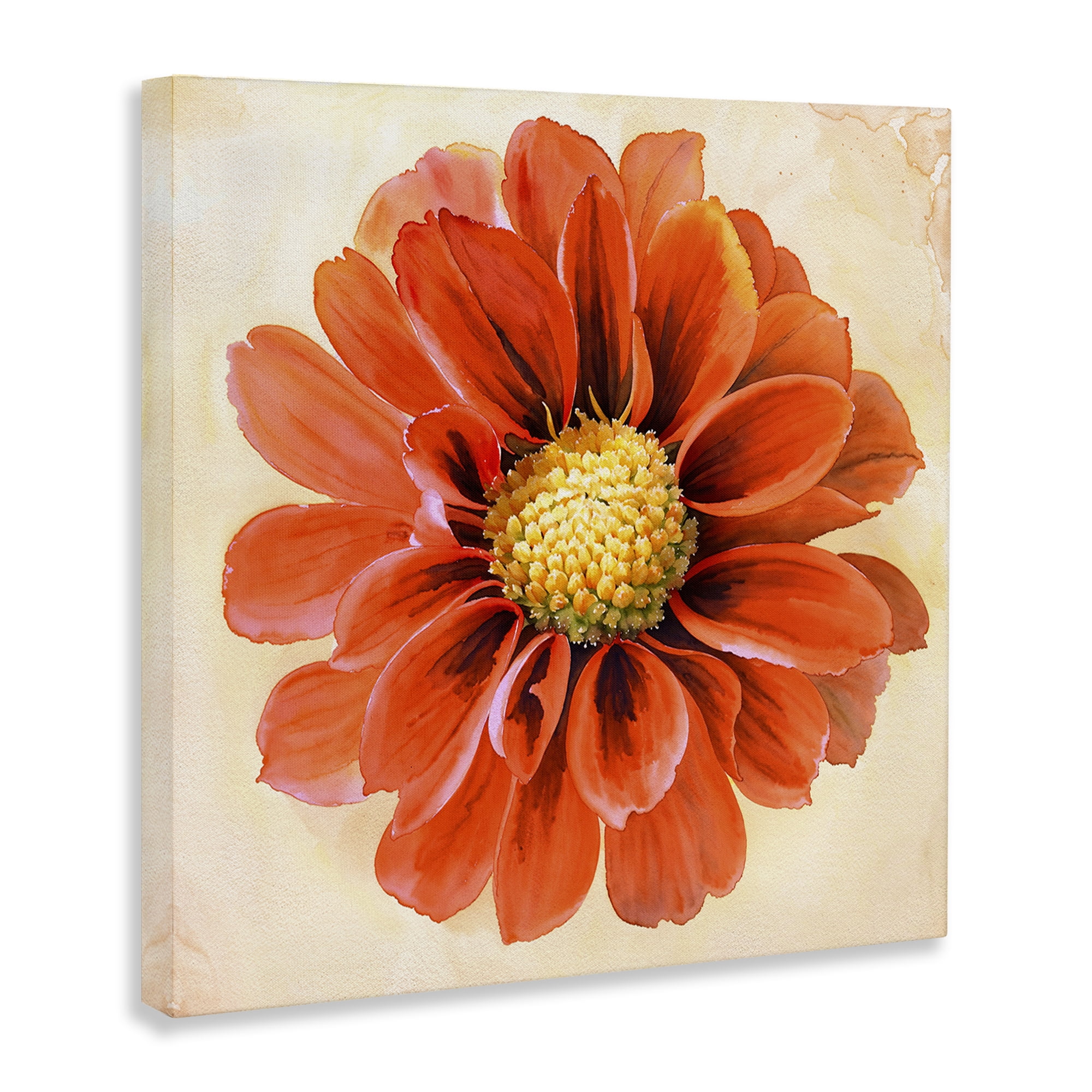 Stupell Industries Orange Dahlia Bloom Plants & Flowers Painting Wrapped Canvas Art Print Wall Art, 30 x 30