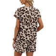 thumbnail image 5 of Outfits Women's Summer Two Piece Shorts Set Leopard Print Round Neck Short Sleeve Tops and Pocket Shorts Set Home Leisure, 5 of 5