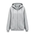 thumbnail image 4 of HJYCHN Hoodies for Women Solid Color Loose Fit Zip up Sweatshirts Hoodie Jacket with Pockets Long Sleeve Casual Sweatshirt for Women Light Gray_002 L, 4 of 4