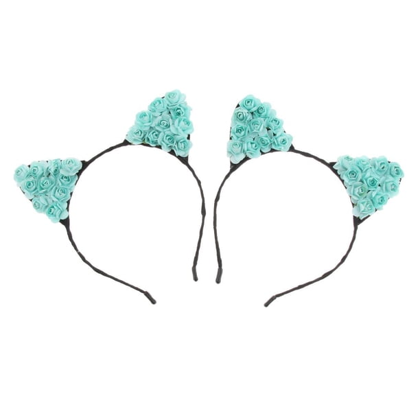Diadema con para mujer y niña, flor de papel, 2 uds., diadema para vestido elegante, foto de jinwen Diadema de orejas de gato