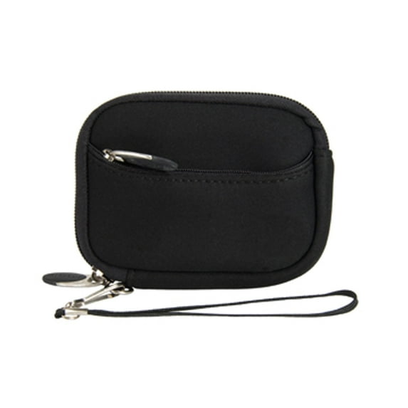 Water Resistant Neoprene Sleeve Black Pouch Bag with External Pocket for Gadgets, Accessories, Cables, Coins