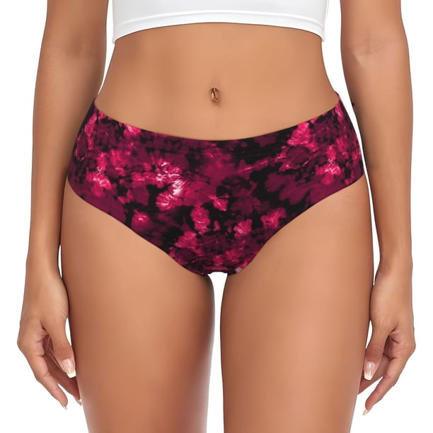 Balery Burgundy Tie Dye Ropa Interior de Algodón para Mujer con Dibujo – Braguitas Cómodas y Elásticas, Estilo Clásico-3X-Large