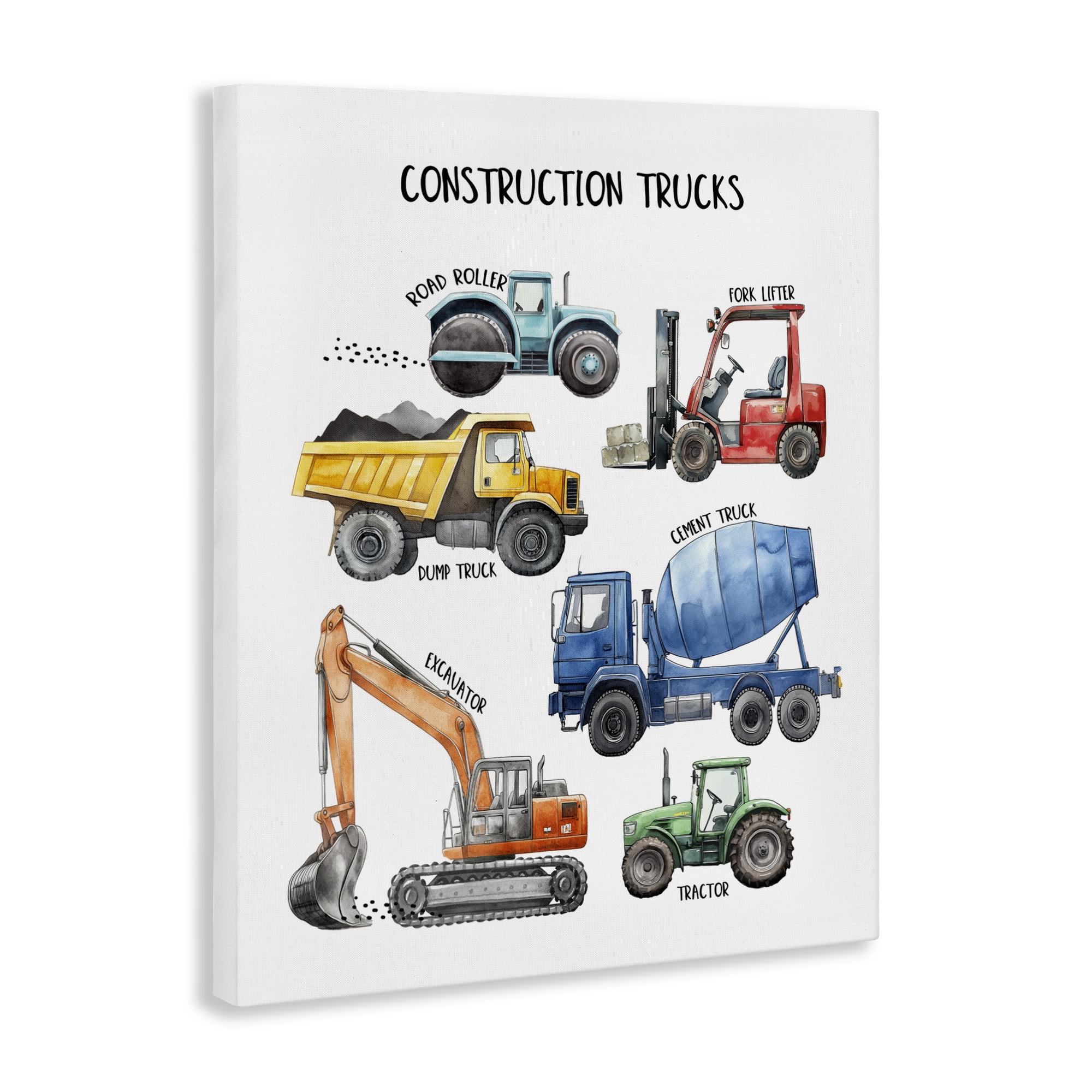 Construction Trucks Machinery Canvas Wall Art, design by Christine Simpson Art