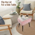thumbnail image 3 of Faux Fur Vanity Stool with Storage, Doubles As a Side Table and Footstool for Couch, 18.7" H Makeup Vanity Chair with 4 Metal Legs for Bedroom, Living Room, Entryway (Pink), 3 of 8