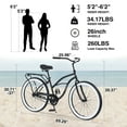 thumbnail image 6 of 26" Bike, Bicycle with Rear Coaster Brakes, Bikes for Adults with Adjustable Saddle, Beach Cruiser Bike with Low Swooping Frame, Single Speed Adult Bike for Men Women, Black, 6 of 6