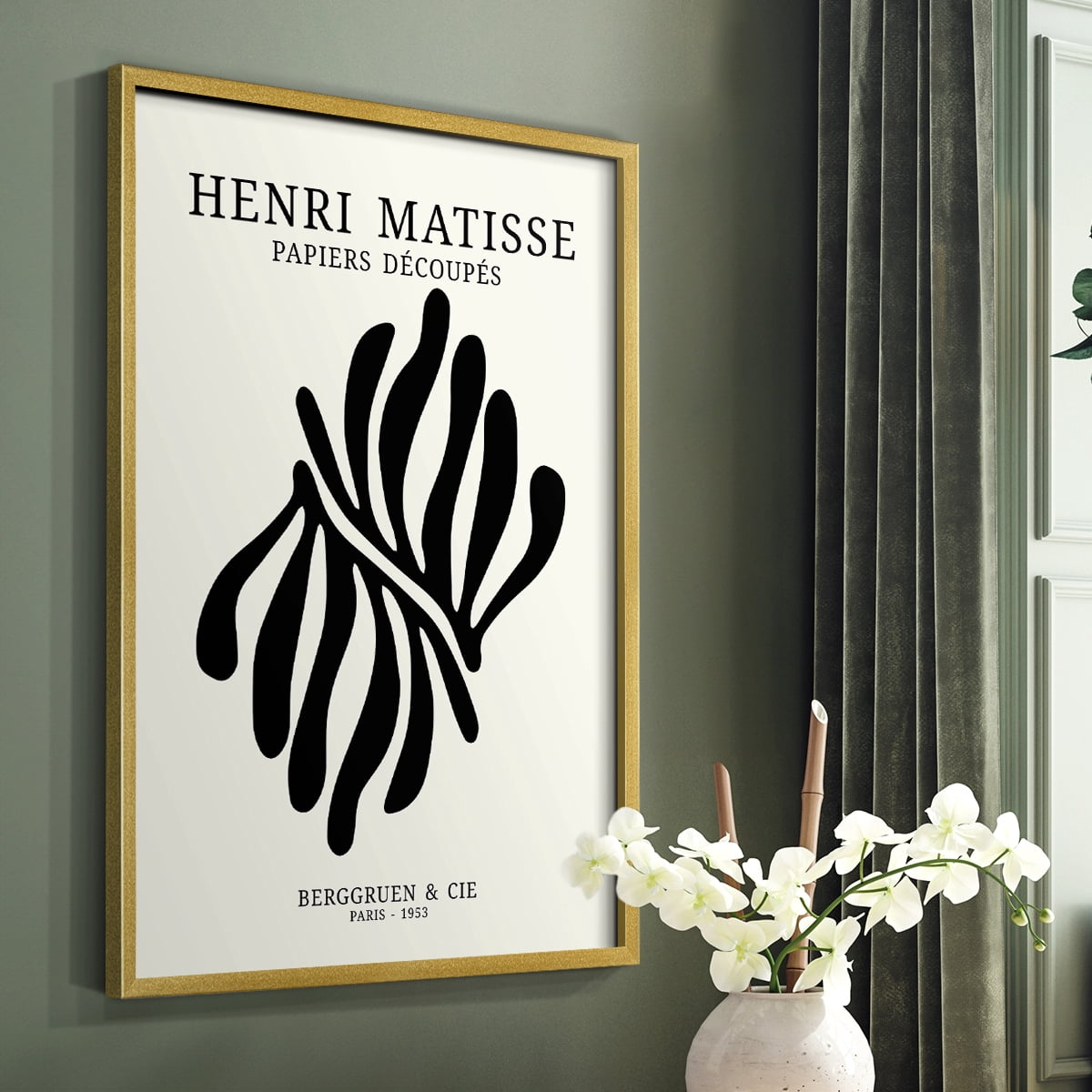 Matisse CDIX in Gold Solid Wood Framed Print No Nail Hanging