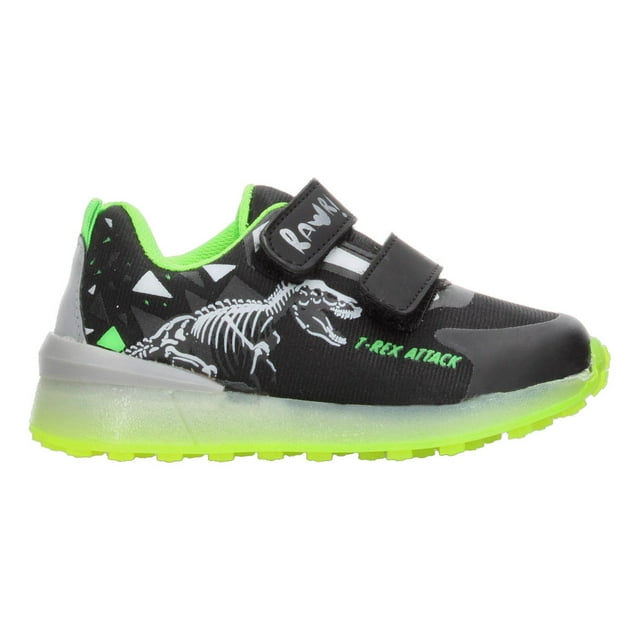 Tenis Niño Toddler Vavito T-rex Negro Verde Fosforescente Casual Moderno Doble Velcro Ajustable verde 15.5 MX