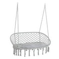 thumbnail image 2 of Spaco 2-Person Hammock Chair Macrame Swing with Soft Cushion, Hanging Cotton Rope Chair for Outdoor as Patio, Yard, Garden, Light Gray, 2 of 9