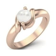 thumbnail image 2 of 5MM Round Shape Pearl 925 Sterling Silver Rose Vermeil Solitaire Women Promise Mother's Day Gift Ring, 2 of 3