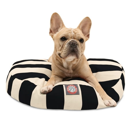 UPC: 0788995506195 | Majestic Pet Vertical Stripe Round Dog Bed Treated Polyester Removable Cover Black Small 30 x 30 x 4
