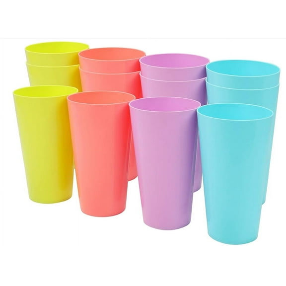 Topboutique 12Pcs Reusable Plastic Cups, 260ml Children’s Kids Durable Plastic Tumblers Unbreakable Set for Kitchen Outdoor Parties Picnics BBQ’s Travels (4 Bright Colors)Christmas Gifts