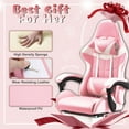 thumbnail image 6 of SOONTRANS Pink Gaming Chair with Footrest, Bunny Computer Gamer Chair with Massage Lumbar Pillow, Gamer Desk Chair for Granddaughter,Sister,Girlfriend,Wife and Love (Pink), 6 of 8