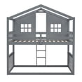 thumbnail image 4 of Twin Over Twin House Bunk Bed With Ladder, Wood Bed-Gray, 4 of 8