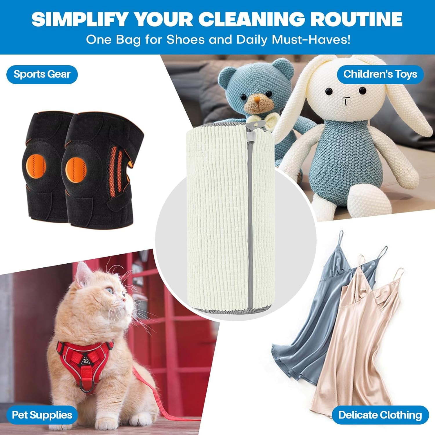 Shoe Washing Machine Bag: Laundry Shoe Bag for Washer and Dryer - 2pc Reusable Shoe Cleaning Bag for Sneaker Tennis Shoes Unstain Cleaner Kit(2 Pcs) Cream 2pcs