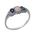 thumbnail image 1 of LBG British Made 925 Sterling Silver Natural Opal & Sapphire Womens Promise Ring - 33 size options - Size 9.5, 1 of 5