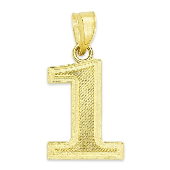 Golden Fire Men's 14K Solid Gold Number 1 Pendant – Solid Gold Charm for Adults, Stylish Numerology Jewelry