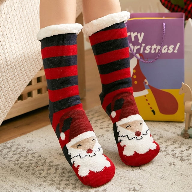 Jusqu'à 10 $ Bas Rouges d'Hiver Chaussettes de Noël Chaussettes de Sol Chaussettes de Neige Chaussettes de Lune Chaussettes en Peluche en Velours de Corail Chaussettes de Sommeil à la Maison Chaussettes de Tapis Couvre-Jambes