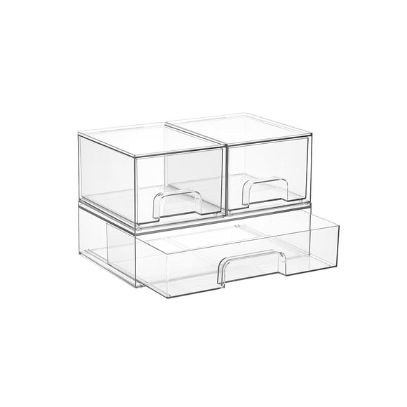 Vtopmart Lot de 3 Organiseurs de Tiroir Empilables en Plastique Transparent, Organiseurs et Rangement pour Maquillage pour Palettes d'Ombres à Paupières, Cosmétiques, Articles de Beauté, Idéal pour