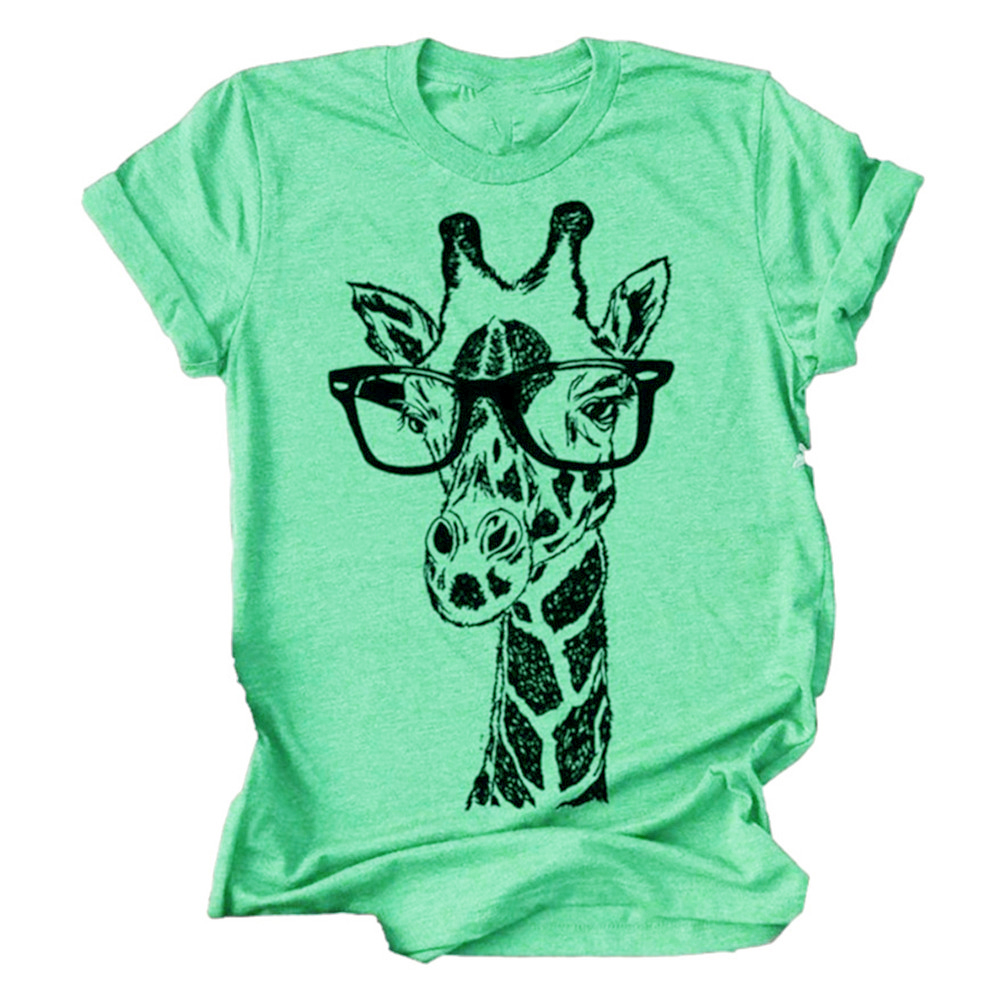 Giraffe Print Graphic Short Sleeve T-Shirt Plus Size Women Tops - image 4 of 5